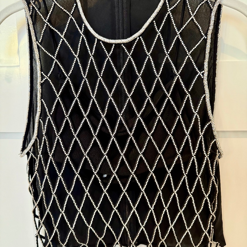 Alice and Olivia crystal cut out top